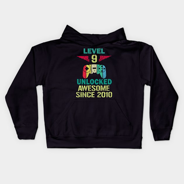 Level 9 Unlocked Awesome Since 2011 Gamers lovers Kids Hoodie by ht4everr